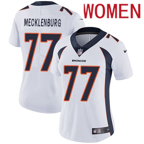 Women Denver Broncos #77 Karl Mecklenburg White Nike Vapor Limited NFL Jersey->women nfl jersey->Women Jersey